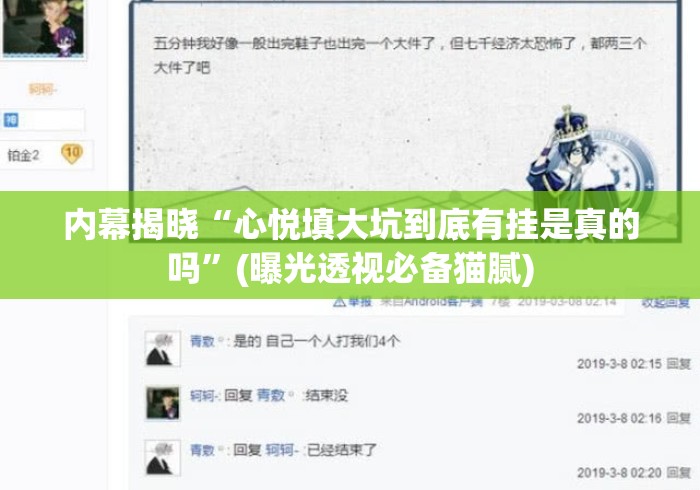 内幕揭晓“心悦填大坑到底有挂是真的吗”(曝光透视必备猫腻)