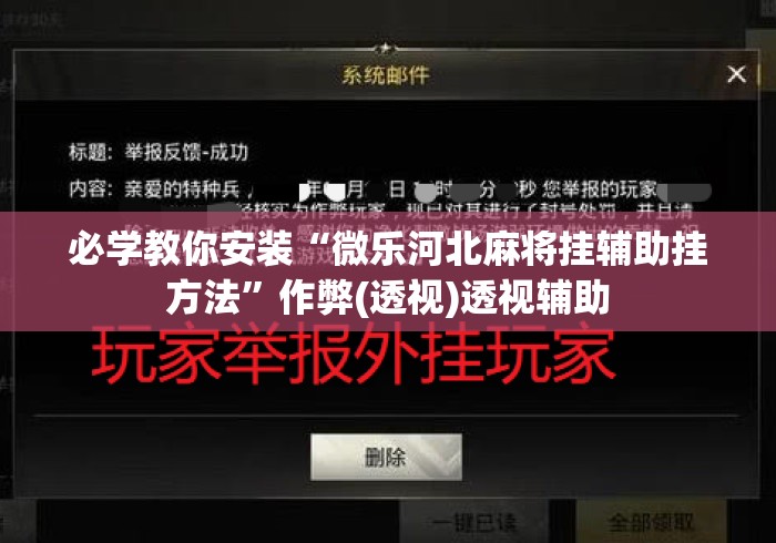 必学教你安装“微乐河北麻将挂辅助挂方法”作弊(透视)透视辅助