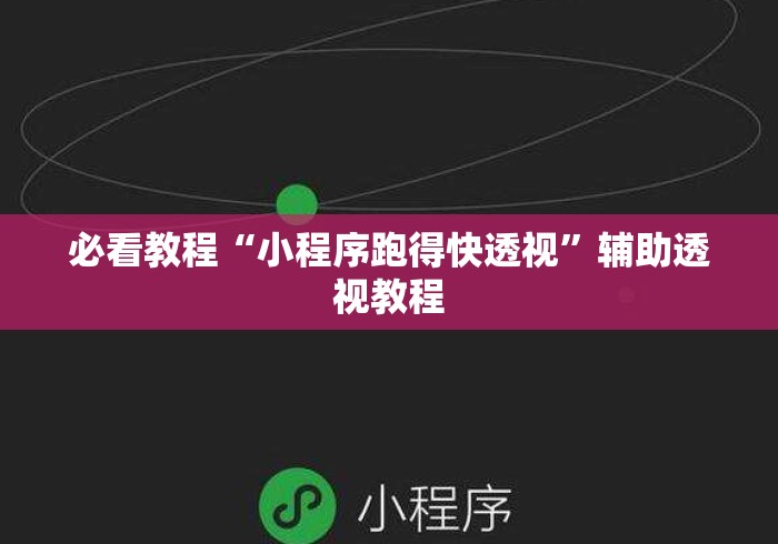 必看教程“小程序跑得快透视	”辅助透视教程