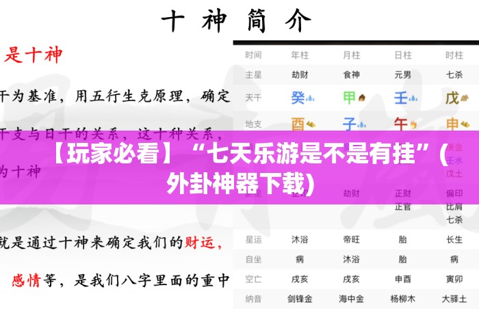 【玩家必看】“七天乐游是不是有挂	”(外卦神器下载)