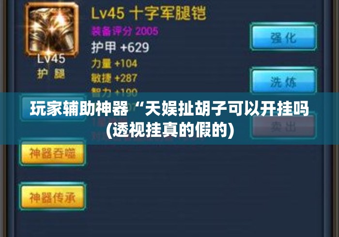 玩家辅助神器“天娱扯胡子可以开挂吗(透视挂真的假的)