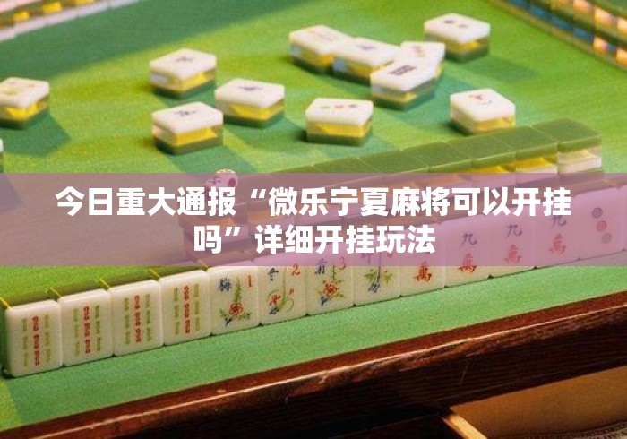 今日重大通报“微乐宁夏麻将可以开挂吗”详细开挂玩法