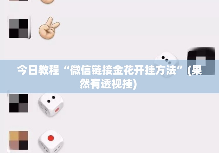 今日教程“微信链接金花开挂方法”(果然有透视挂) 