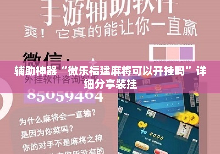 辅助神器“微乐福建麻将可以开挂吗”详细分享装挂