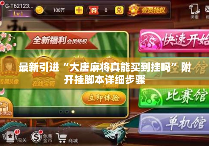 最新引进“大唐麻将真能买到挂吗”附开挂脚本详细步骤