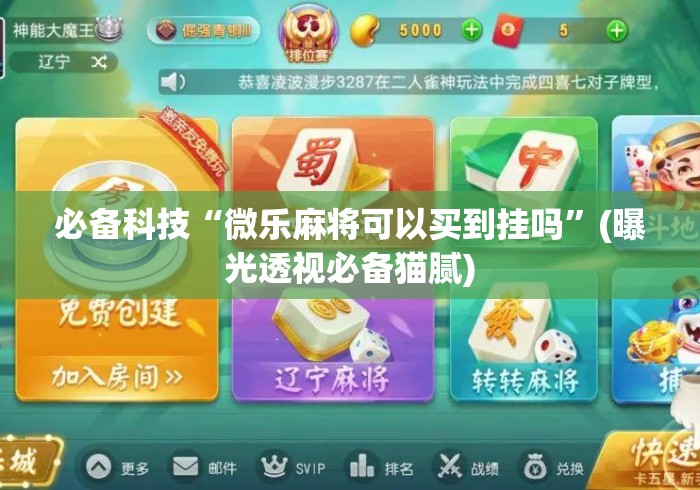 必备科技“微乐麻将可以买到挂吗”(曝光透视必备猫腻)