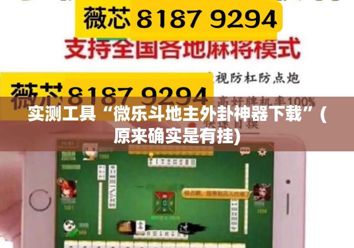 实测工具“微乐斗地主外卦神器下载”(原来确实是有挂)