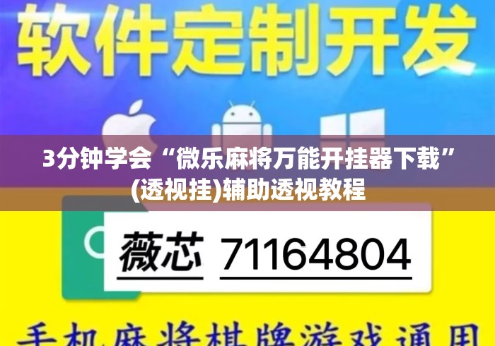 3分钟学会“微乐麻将万能开挂器下载”(透视挂)辅助透视教程