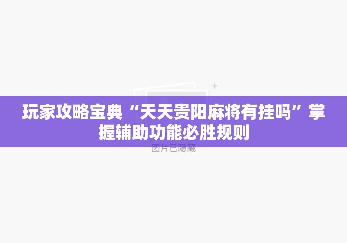 玩家攻略宝典“天天贵阳麻将有挂吗”掌握辅助功能必胜规则