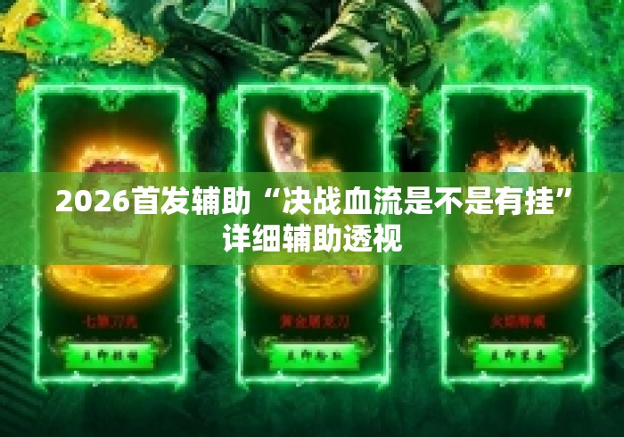 2026首发辅助“决战血流是不是有挂”详细辅助透视