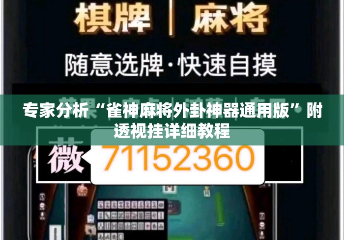 专家分析“雀神麻将外卦神器通用版”附透视挂详细教程