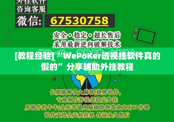 [教程经验]“WePoKer透视挂软件真的假的”分享辅助外挂教程