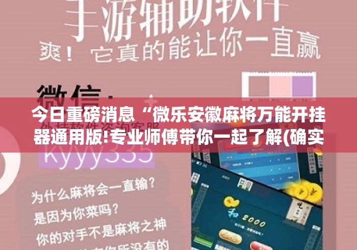 今日重磅消息“微乐安徽麻将万能开挂器通用版!专业师傅带你一起了解(确实有挂) 今日重磅消息“微乐安徽麻将万能开挂器通用版!专业师傅带你一起了解(确实有挂)