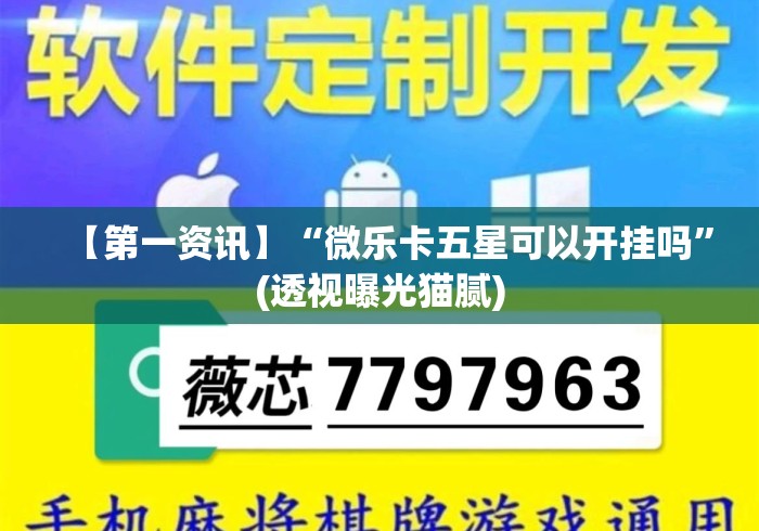 【第一资讯】“微乐卡五星可以开挂吗”(透视曝光猫腻)