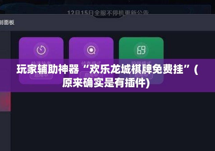 玩家辅助神器“欢乐龙城棋牌免费挂”(原来确实是有插件) 