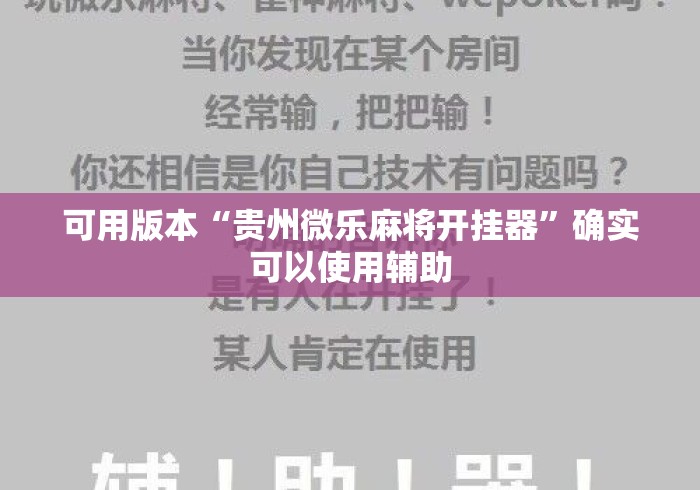 可用版本“贵州微乐麻将开挂器”确实可以使用辅助