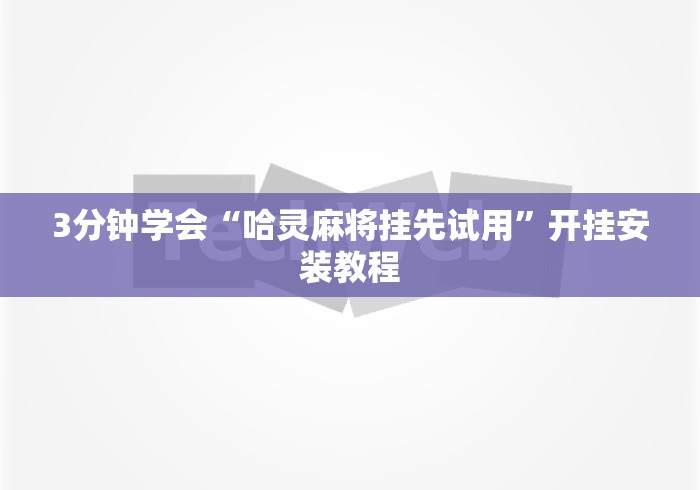 3分钟学会“哈灵麻将挂先试用”开挂安装教程