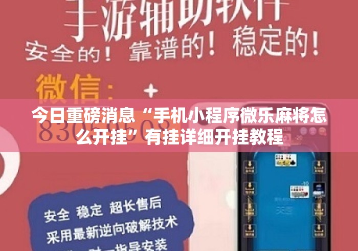 今日重磅消息“手机小程序微乐麻将怎么开挂”有挂详细开挂教程