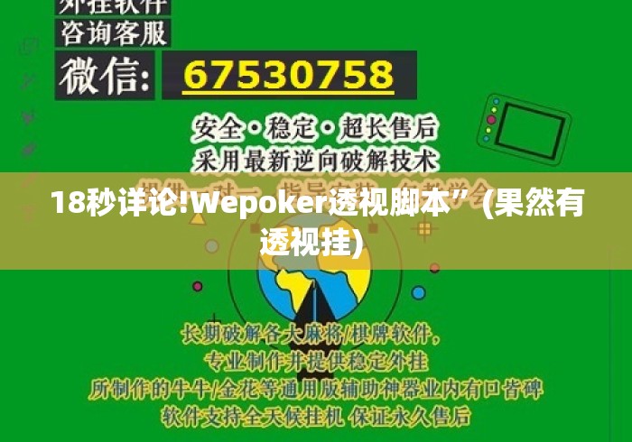 18秒详论!Wepoker透视脚本”(果然有透视挂) 