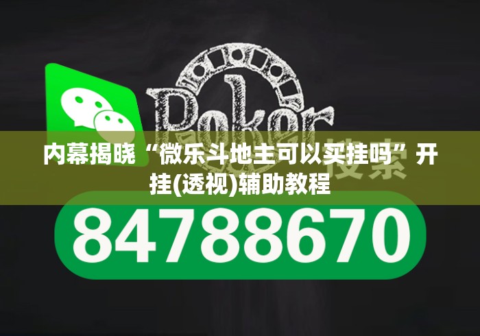 内幕揭晓“微乐斗地主可以买挂吗”开挂(透视)辅助教程