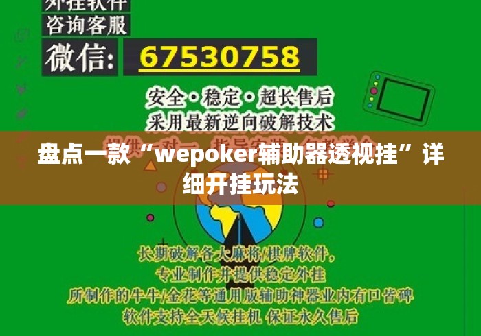 盘点一款“wepoker辅助器透视挂”详细开挂玩法