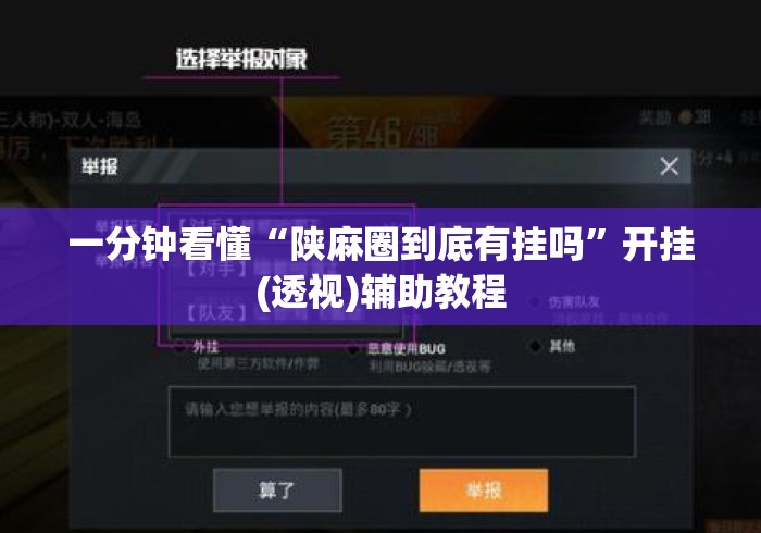 一分钟看懂“陕麻圈到底有挂吗	”开挂(透视)辅助教程