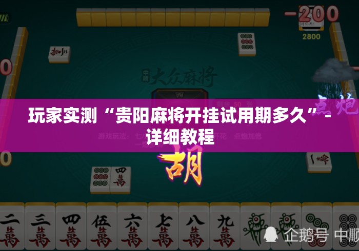 玩家实测“贵阳麻将开挂试用期多久	”-详细教程