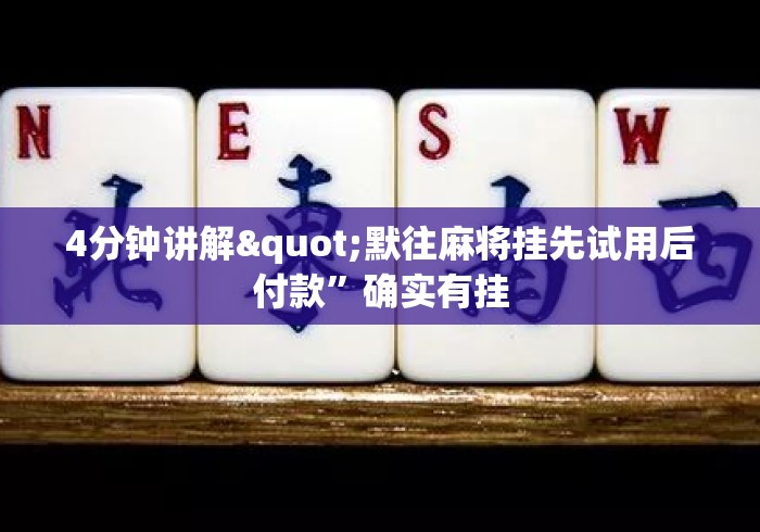4分钟讲解"默往麻将挂先试用后付款”确实有挂
