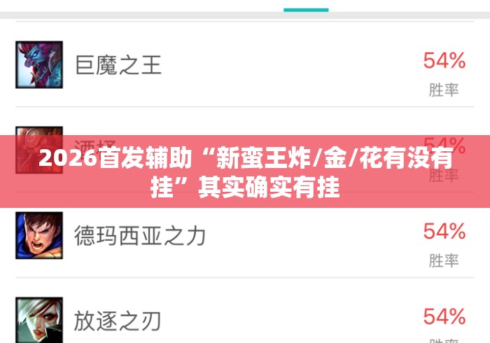 2026首发辅助“新蛮王炸/金/花有没有挂”其实确实有挂