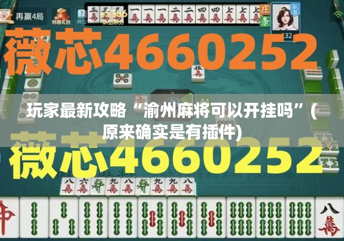 玩家最新攻略“渝州麻将可以开挂吗”(原来确实是有插件)