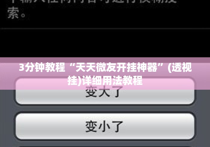 3分钟教程“天天微友开挂神器”(透视挂)详细用法教程