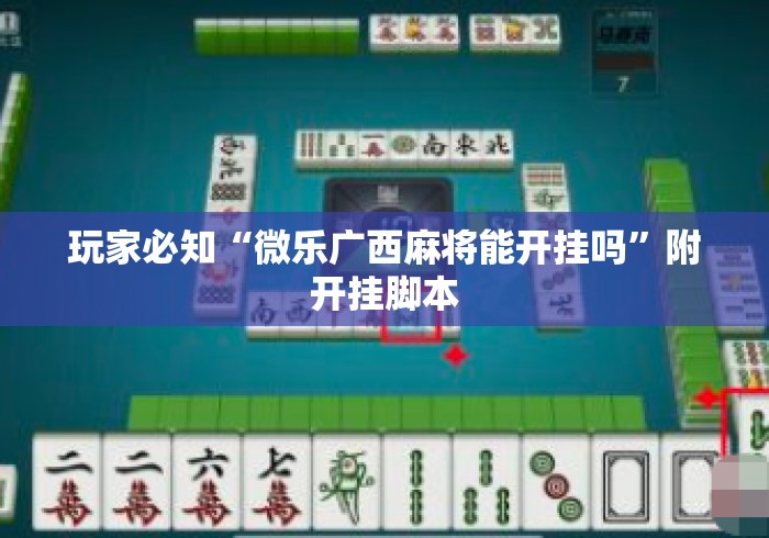 玩家必知“微乐广西麻将能开挂吗”附开挂脚本