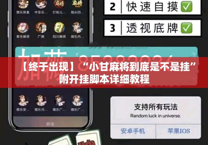【终于出现】“小甘麻将到底是不是挂	”附开挂脚本详细教程