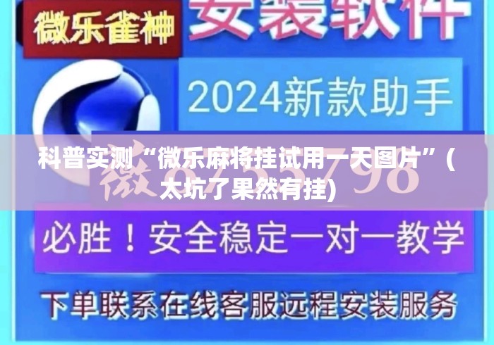 科普实测“微乐麻将挂试用一天图片	”(太坑了果然有挂)