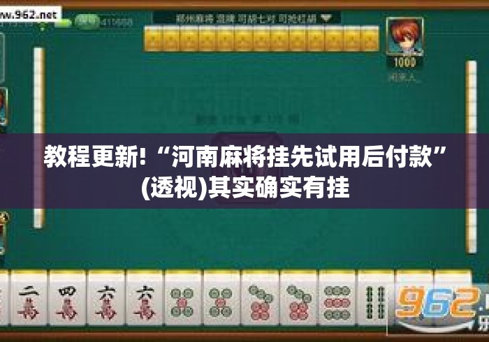 教程更新!“河南麻将挂先试用后付款	”(透视)其实确实有挂
