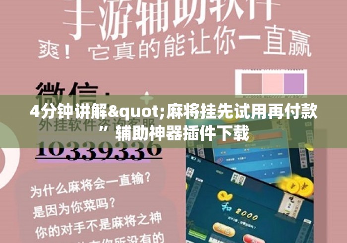 4分钟讲解"麻将挂先试用再付款”辅助神器插件下载