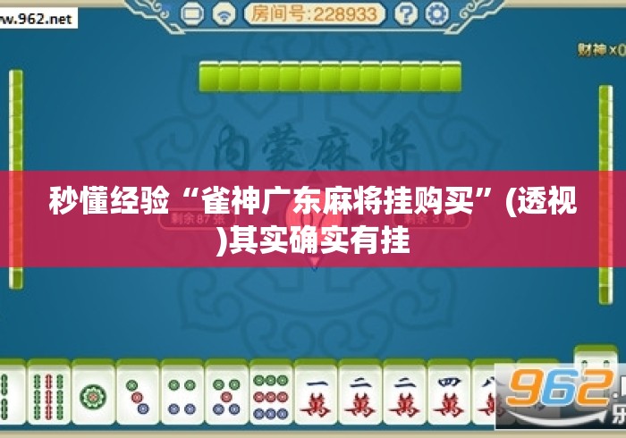 秒懂经验“雀神广东麻将挂购买	”(透视)其实确实有挂