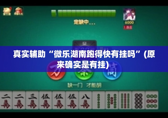 真实辅助“微乐湖南跑得快有挂吗	”(原来确实是有挂) 