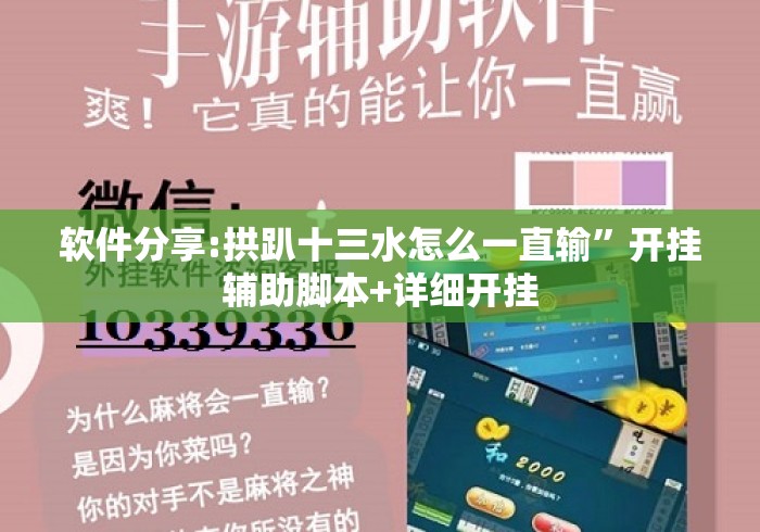 软件分享:拱趴十三水怎么一直输	”开挂辅助脚本+详细开挂