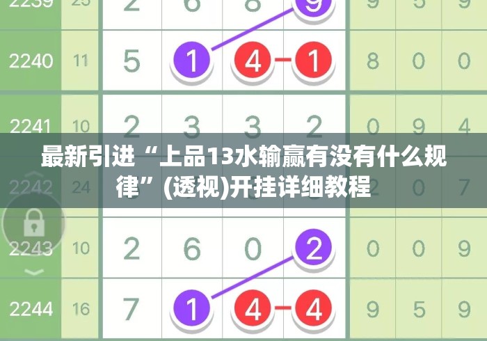 最新引进“上品13水输赢有没有什么规律”(透视)开挂详细教程