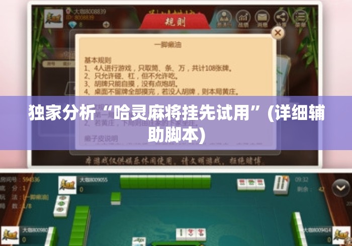 独家分析“哈灵麻将挂先试用	”(详细辅助脚本)