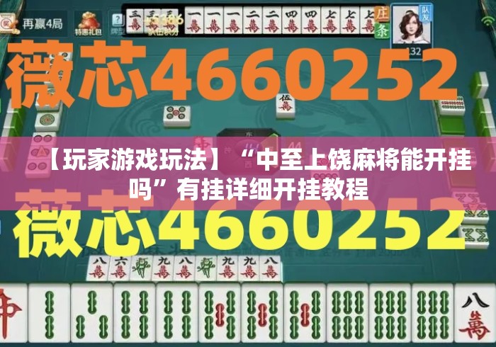 【玩家游戏玩法】“中至上饶麻将能开挂吗”有挂详细开挂教程
