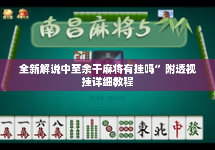 全新解说中至余干麻将有挂吗	”附透视挂详细教程