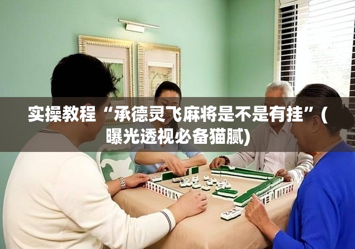 实操教程“承德灵飞麻将是不是有挂”(曝光透视必备猫腻)