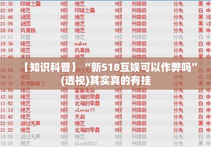 【知识科普】“新518互娱可以作弊吗”(透视)其实真的有挂
