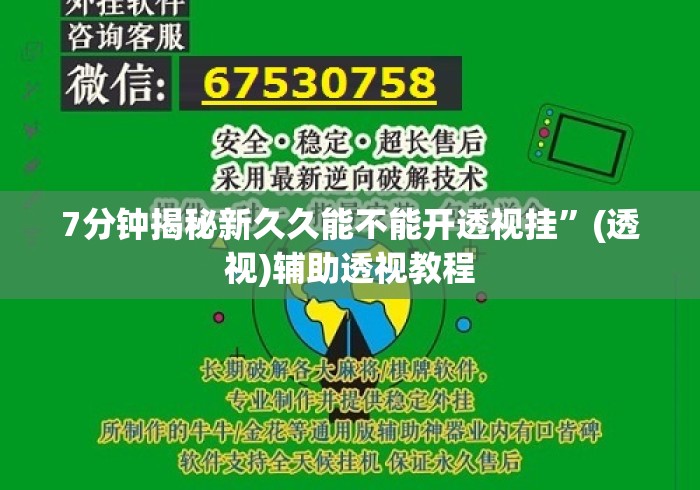 7分钟揭秘新久久能不能开透视挂”(透视)辅助透视教程