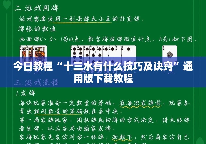 今日教程“十三水有什么技巧及诀窍	”通用版下载教程