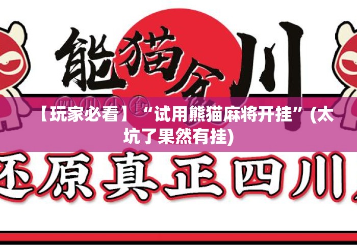 【玩家必看】“试用熊猫麻将开挂”(太坑了果然有挂)