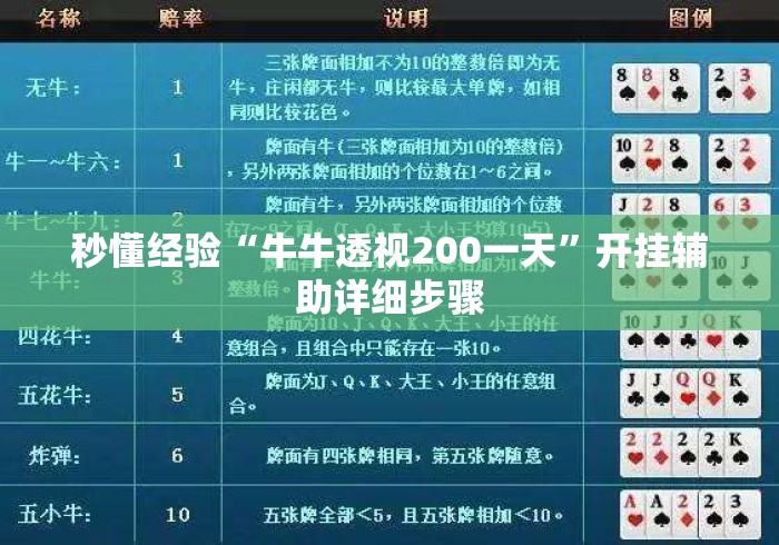 秒懂经验“牛牛透视200一天”开挂辅助详细步骤
