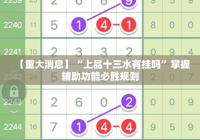 【重大消息】“上品十三水有挂吗”掌握辅助功能必胜规则